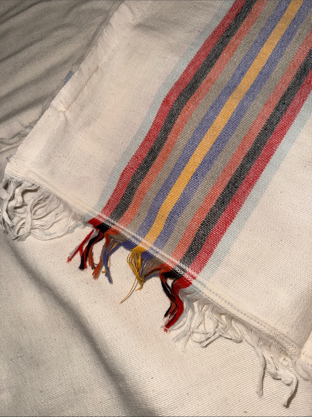 Turkish Bath Towel with Multicolor Stripe Borders - Picture 5 of 5